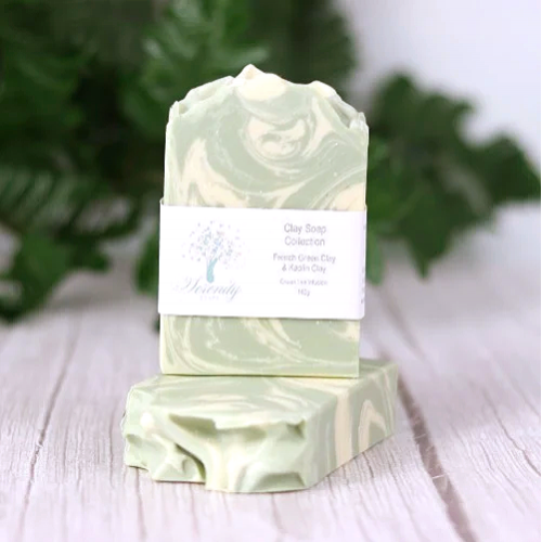 Clay Soap French Green with Kaolin Clay Swirl (150g)